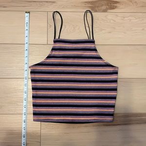 Wild Fables Black, Purple, Orange Striped Strappy Crop Top